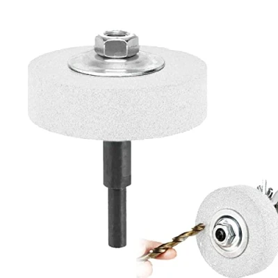 Afbeelding van BEROZA Slijpwiel Adapter Polijstwiel, slijpsteen Ronde Buffing Slijpwiel, Slijpschijfadapter en voor boormachine, metalen slijpkop, 75 mm OD 11 ID Wit