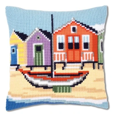 Afbeelding van Vervaco Kuste kruissteekkussen/borduurkussen voorgedrukt, katoen, meerkleurig, 40 x 0,3 cm