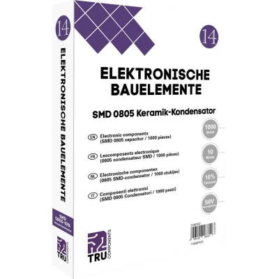 Afbeelding van TRU COMPONENTS T1806P023 Keramische condensator assortiment SMD 0805 50 V 10 % (l x b) 2.0 mm 1.2 1000 onderdelen Tape cut
