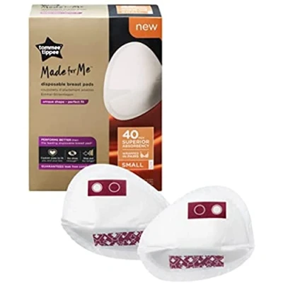 Afbeelding van Wegwerpbare Tommee Tippee Made for Me borstkompressen voor dagelijks gebruik, voorgevormd, zacht, bijzonder absorberend en lekvrij, Groot, x 40