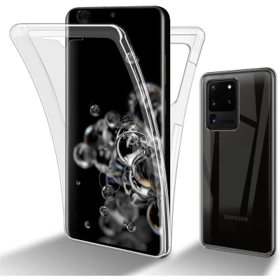 Afbeelding van Cadorabo Hoesje geschikt Voor Samsung Galaxy S20 ULTRA in TRANSPARANT 360 Full Body Case Cover Beschermhoes en achterbescherming, all round bescherming met displaybescherming