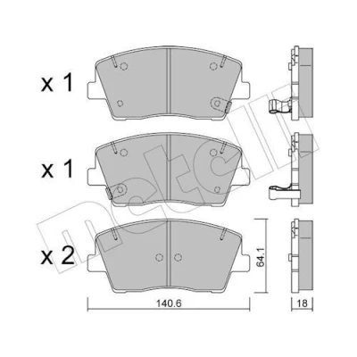 Afbeelding van METELLI 22 1168 0 Remblokkenset Met akoestische slijtagewaarschuwing KIA: Stinger Hatchback
