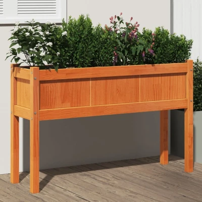 Afbeelding van Plantenbak met poten 110x31x70 cm grenenhout wasbruin