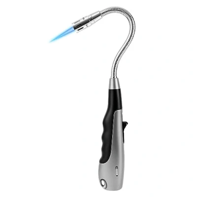 Afbeelding van Torch Lange Aansteker, Butaan Jet Flame Winddichte Aansteker met Zichtbaar Brandstofvenster for Open Haard Keuken Grill Camping, Zwart (Butaan Niet Inbegrepen) (Color : A)