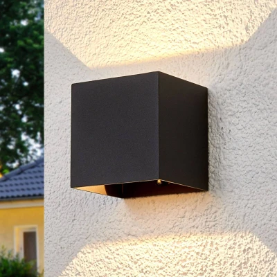 Afbeelding van Lucande LED wandlamp buiten 2 lichts drukgegoten aluminium, kunststof H: 11 cm donkergrijs, helder Inclusief lichtbronnen