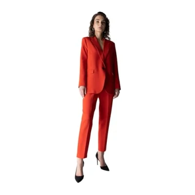 Afbeelding van DeFacto Casual gebreide broek voor dames, joggingbroek standaard pasvorm dames joggingbroek, joggingpak vrouw, rood, 38