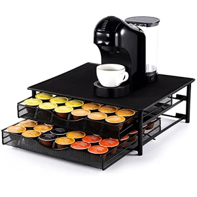 Afbeelding van SYSYLY espresso capsulehouder met lades Koffiecuphouder Opbergbox geschikt voor Dolce Gusto cups 72 koffiecups Zwart
