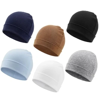Afbeelding van DRESHOW 6 Stuks Baby Beanie Pasgeboren Peuter Zachte Leuke Gebreide Muts Ziekenhuis Hoedjes voor 0 Maanden Jongens en Meisjes Zuigeling Cap Mutsen