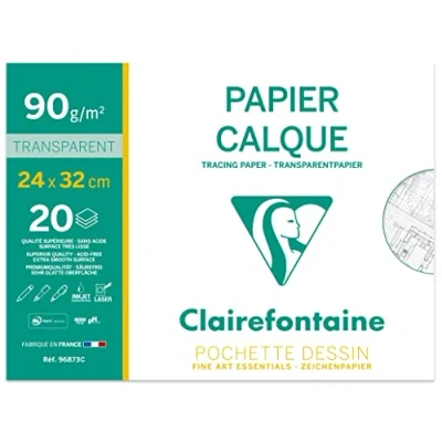 Afbeelding van Clairefontaine 96873C transparant papier map, 24 x 32 cm, 90/95 g, 20 vellen,