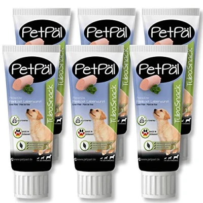 Afbeelding van PetPäl Hondenleverworst &quot;TuboSnack&quot; 6x75g Premium traktatie uit de tube Natuurlijk zonder granen, zout &amp; suiker voor Honden ok puppies Leverworst Snack, Dog Liver Paste Made in Germany