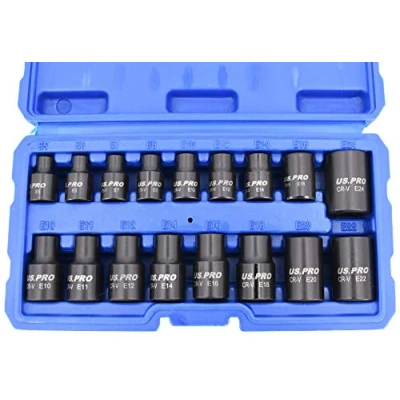 Afbeelding van Impact E Torx Star Sockets Vrouwelijke E5 naar E24 3/8? en 1/2 &#039;&#039; Drive 17st Set US Pro