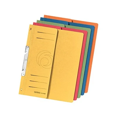 Afbeelding van Herlitz 5976055 Ophangmappen A4 met 1/2 voordeksel en commerciële nieten, 5 stuks