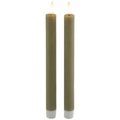 Afbeelding van Countryfield ledkaarsen met afstandsbediening lyon set van 2 ø 2.2cm beige