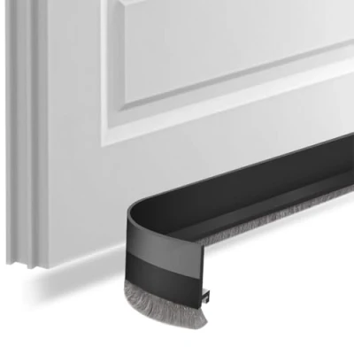 Afbeelding van deurafdichting, zelfklevende deurborstel, afdeklijsten, borstelafdichting, strip, borstel, kamerdeurafdichting, tochtstopper, zwart 3 cm