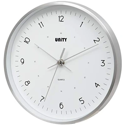 Afbeelding van Unity Wandklok, Bangkok, Modern, Zilver, Stille veeg, 25cm