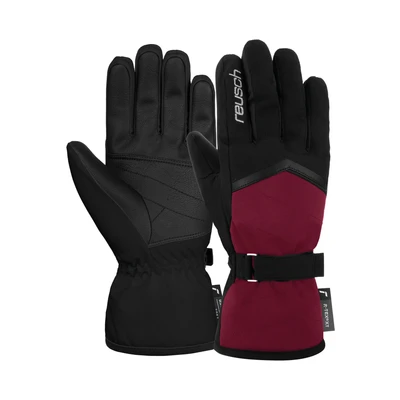 Afbeelding van Reusch Moni R TEX XT Warme, waterdichte, winddichte en ademende winterhandschoenen, vingerhandschoenen, skihandschoenen voor dames ongehinderde bewegingsvrijheid, zwart donkerrood, 8