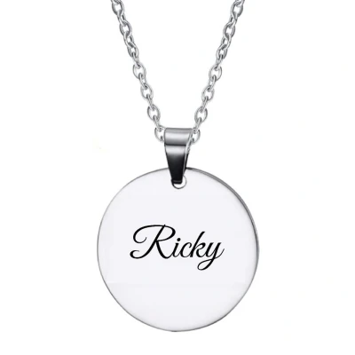 Afbeelding van Ketting RVS Met Naam Gravering Ricky Zilver Rond