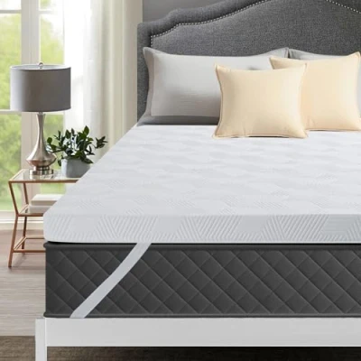 Afbeelding van Autsel Topper 180 x 200 cm, traagschuim, 7,5 cm hoogte, matrastopper, antislip onderkant, voor matrassen en boxspringbed, wit
