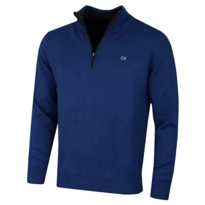 Afbeelding van Calvin Klein Heren Chunky Knit 1/2 Zip Golf Sweater Atlantisch Blauw XXXXXL