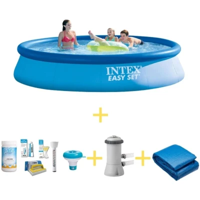 Afbeelding van Intex Zwembad Easy Set 396 x 84 cm Inclusief WAYS Onderhoudspakket, Filterpomp &amp; Grondzeil