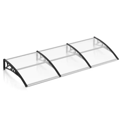 Afbeelding van EINFEBEN Luifel voor voordeur, 300 x 100 cm, boogluifel, transparant, polycarbonaat, overkapping, 5 mm, PP houder, deurdak buiten, zonwering, regenbescherming