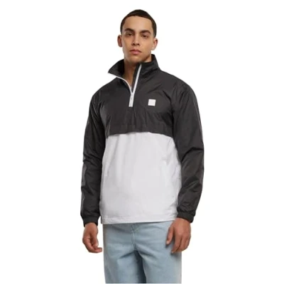 Afbeelding van Urban Classics Stand UP Collar PULL OVER Jacket Windjack, Heren, Maat: XL, Black/white