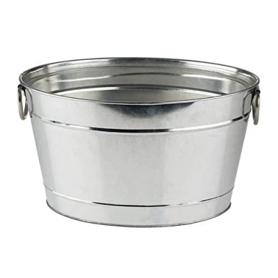Afbeelding van Buddy&#039;s Bar Drinkbak, 11 liter, zinkbak, drankkoeler, met kunststof inzetstuk, hoogwaardige flessenkoeler van verzinkt roestvrij staal, 40 x 28 cm, hoogte 22 gematteerd