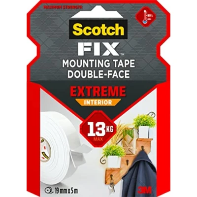 Afbeelding van Scotch Fix Extreme Interior dubbelzijdige montagetape, 19 mm x 5 m, voor extreem gebruik binnenshuis, werkt op harde kunststoffen, metaal, gelakte oppervlakken en hout, belastbaar tot 13 kg