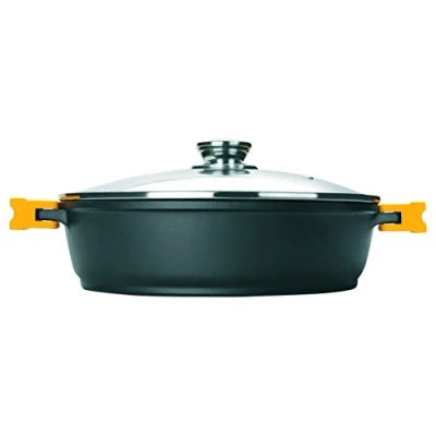 Afbeelding van IBILI Braadpan Evolution van gegoten aluminium, glazen deksel en siliconen handgrepen, 24 cm, antiaanbaklaag, geschikt voor inductie