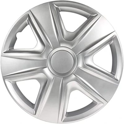 Afbeelding van Wieldoppenset, 35,6 cm (14 inch), zilverkleurig design, chroomafwerking en slagvast ABS, duurzaam betrouwbaar met verstelbare klemring