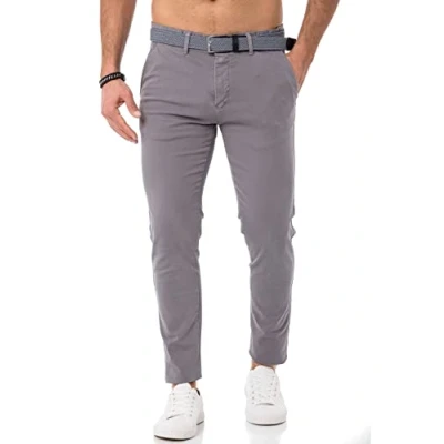 Afbeelding van Redbridge broek met riem chino voor heren vrijetijdsbroek casual business pants, grijs, 38W / 32L