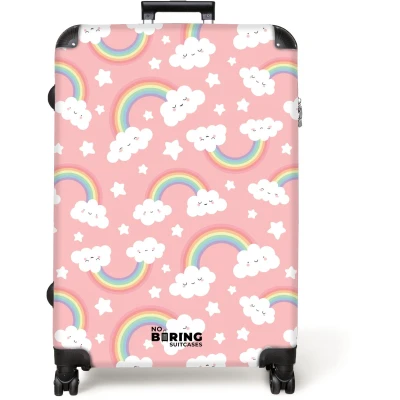 Afbeelding van NoBoringSuitcases.com® Koffer groot Reiskoffer lichtgewicht Roze met regenboog patroon Rolkoffer 4 wielen Grote trolley XL 98 liter bagage
