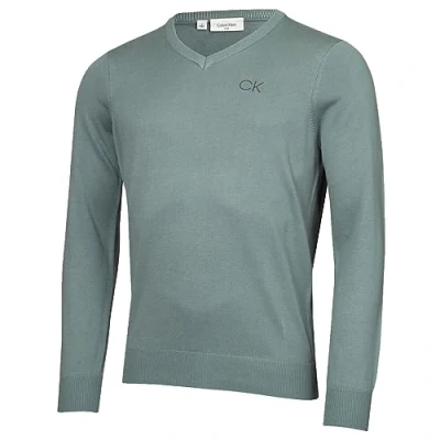 Afbeelding van Calvin Klein Heren V hals Tour Duurzame Golfsweater Salie M
