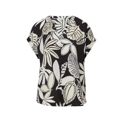 Afbeelding van s.Oliver Gestructureerde blouse met raff details, zwart, 38
