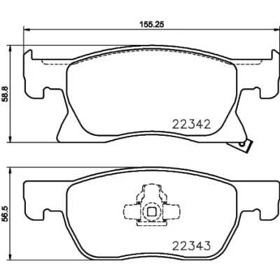 Afbeelding van HELLA PAGID 8DB 355 024 771 Remblokkenset T2520 Dikte: 19.8mm Remsysteem: Teves Met akoestische slijtagewaarschuwing voor o.a. CHEVROLET / HOLDEN OPEL VAUXHALL