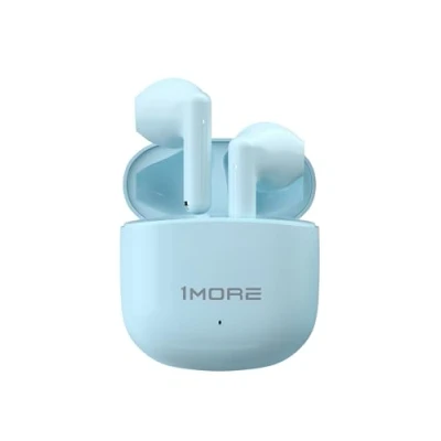 Afbeelding van 1MORE Q10 draadloze oordopjes, Bluetooth 5.3 half in ear comfortabele pasvorm, stereohoofdtelefoon met diepe bas en dubbele microfoons, 26 uur speeltijd, IPX4 waterdichte (Blauw)