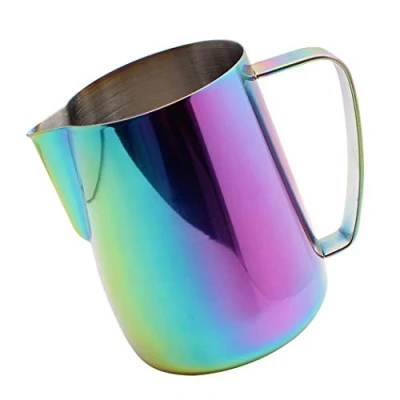 Afbeelding van Dianoo Melkopschuimkan van roestvrij staal met titanium bekleed melkkannetje latte kunst kop koffie cappuccino meerkleurig 600ml