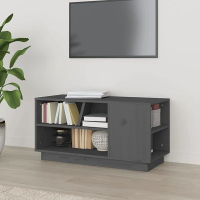 Afbeelding van Tv meubel 80x35x40,5 cm massief grenenhout grijs