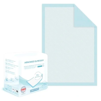 Afbeelding van 75x ARNOMED incontinentie onderlegger wegwerp licht, absorberende 60x40cm, baby aankleedkussen wegwerp, 5 laags cellulose bed voor incontinentie, onderleggers