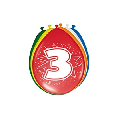 Afbeelding van Ballonnen 3 jaar 8 stuks