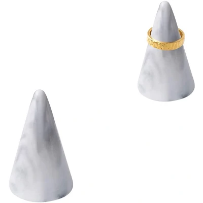 Afbeelding van Grehge rble ringhouder voor nachtkastje, keramische kegelvormige decoratieve displaystandaard sieraden, ring /MEN ringhouder, set van 2 stuks