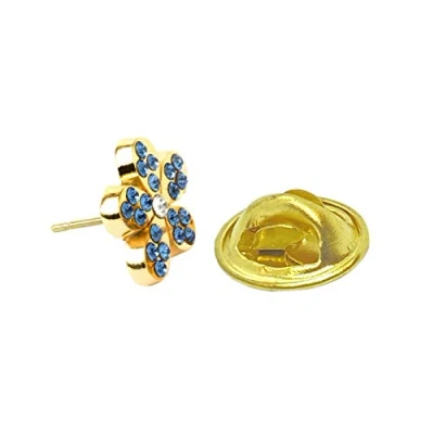 Afbeelding van THE MASONIC COLLECTION Vergulde Vergeet me Knoop Reversspeld/Broche Badge met Swarovski Stenen Blauw, Wit, Eén maat, Zilver