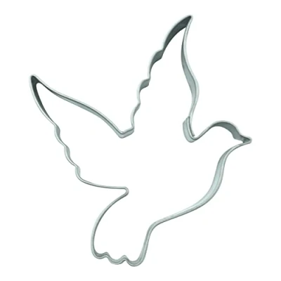 Afbeelding van BekkiB Uitsteekvorm &quot;duif&quot; ca. 6,5 cm, uitsteekvormpjes vredesduif voor bruiloft, communie en nog veel meer van roestvrij staal, vaatwasmachinebestendig 3492