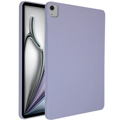 Afbeelding van iPad Air 13 inch (2024) M2 Hoes: Accezz Liquid Silicone Backcover met penhouder Backcover,Softcase Lila Siliconen En TPU (zacht) Tablet Hoezen