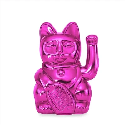 Afbeelding van DONKEY Lucky Cat Cosmic Edition Venus Shiny Pink hoekkat, Maneki Neko, 15 cm, in geschenkverpakking (Shiny Pink)