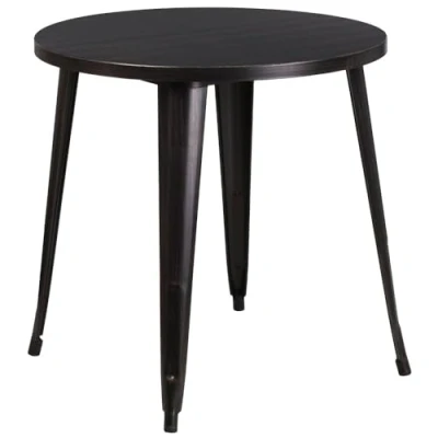 Afbeelding van Flash Furniture Commerciële Rang 30&#039; Ronde Metaal Binnen Openluchttafel, Zwart Antiek Goud