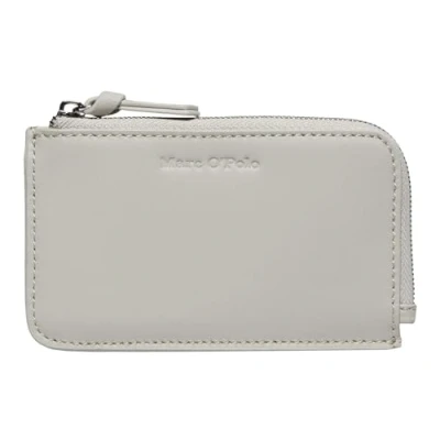 Afbeelding van Marc O&#039;Polo Leren Kaarthoes Florica Zip Wallet Stone Grey Grijs