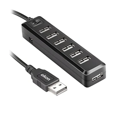 Afbeelding van Ekon ECITHUB20USB7IN1 interface hub USB 2.0 Type A Zwart