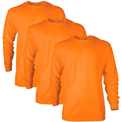 Afbeelding van Gildan heren Ultra Katoenen T shirt met lange mouwen, Stijl G2400, Veiligheid Oranje, L