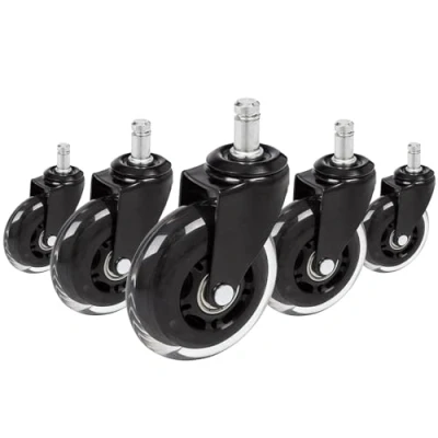 Afbeelding van Bureaustoel Wiel Zwart / Transparant 5x Rolo Skate 11mm/75mm